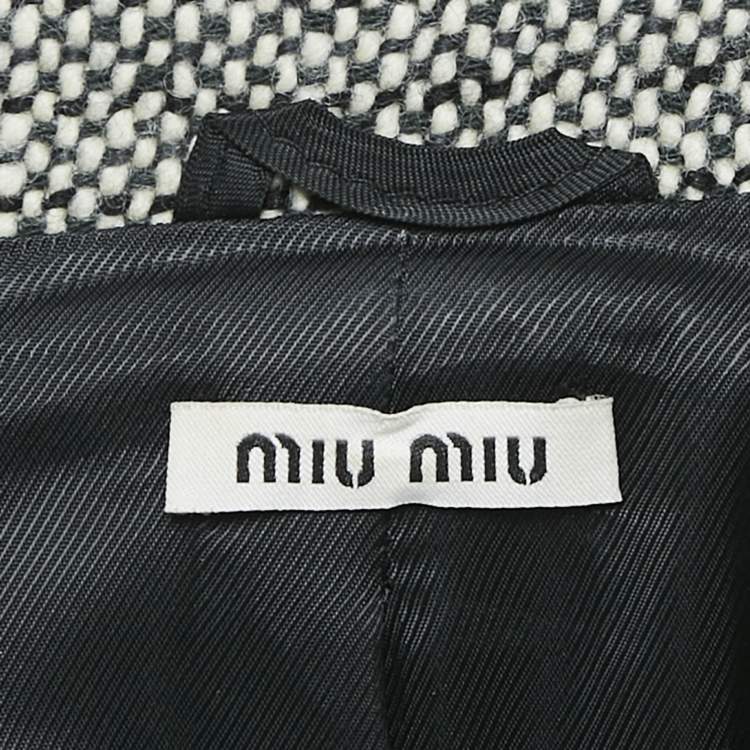 Pre Owned Miu Miu Black Wool Tweed Double Breasted Jacket S