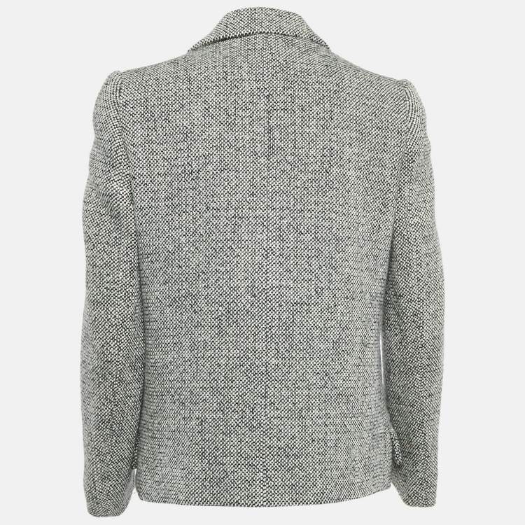 Pre Owned Miu Miu Black Wool Tweed Double Breasted Jacket S