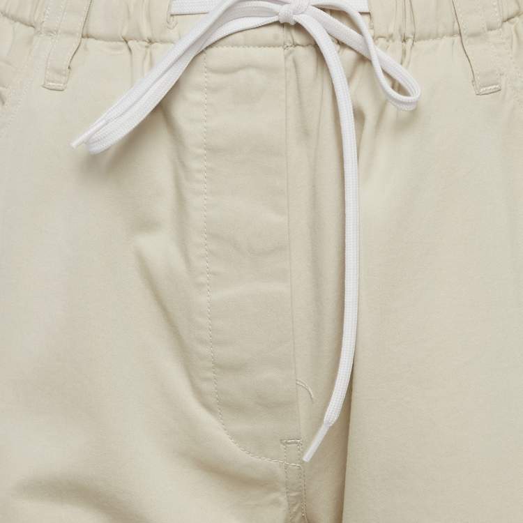 Pre Owned Miu Miu Beige Gabardine Raw Edge Trousers M