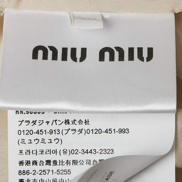 Pre Owned Miu Miu Off-White Embellished Silk Organza Mini Skirt and Top Set S