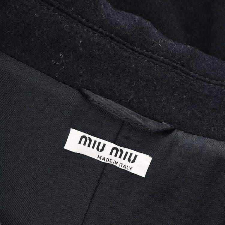 Pre Owned Miu Miu Black Wool Coat Woman Size 36
