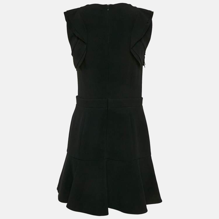 Pre Owned Miu Miu Black Crepe Ruffled Mini Dress M
