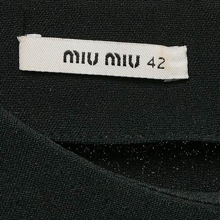 Pre Owned Miu Miu Black Crepe Ruffled Mini Dress M