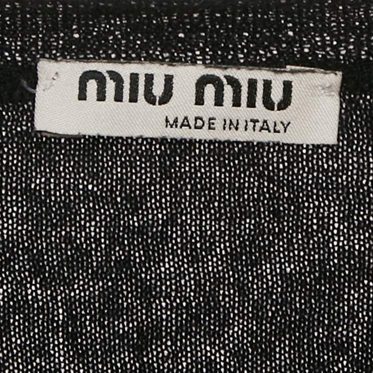 Pre Owned Miu Miu Black Wool Long Sleeve V-Neck Sweater XS