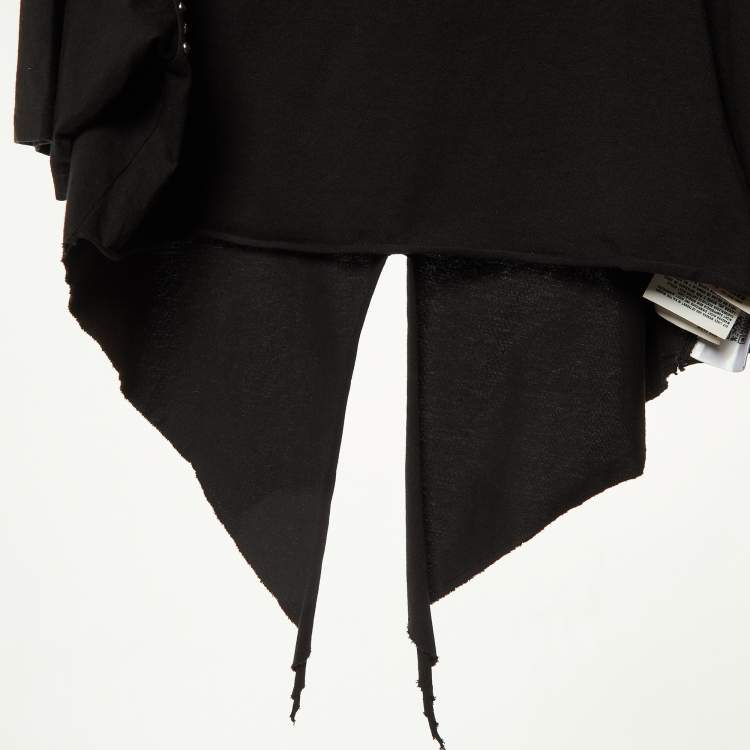 مملوكة مسبقًا Miu Miu Black Logo Print Cotton Studded Front Tie Crop Top S