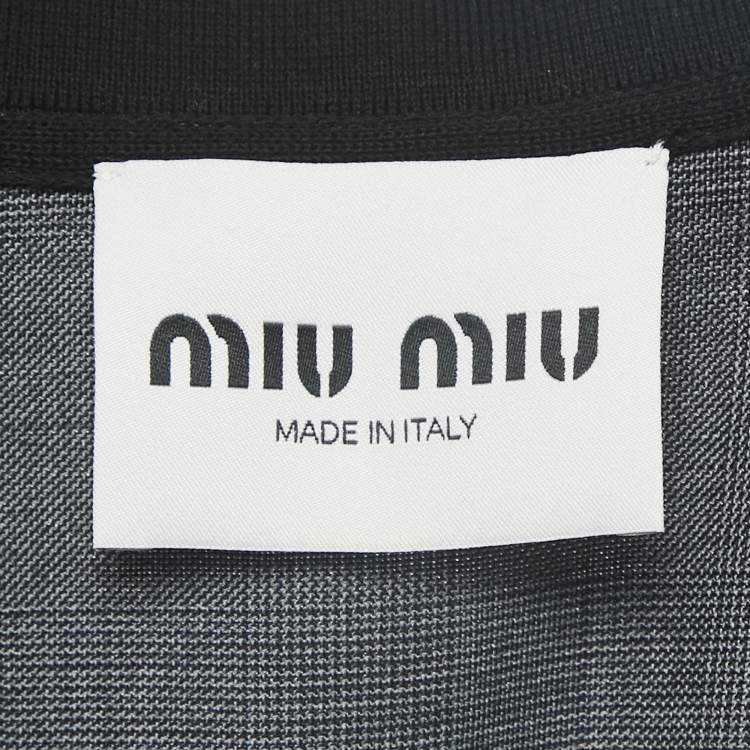 Pre Owned Miu Miu Grey Prince of Wales Check Wool Pleated Midi Dress M