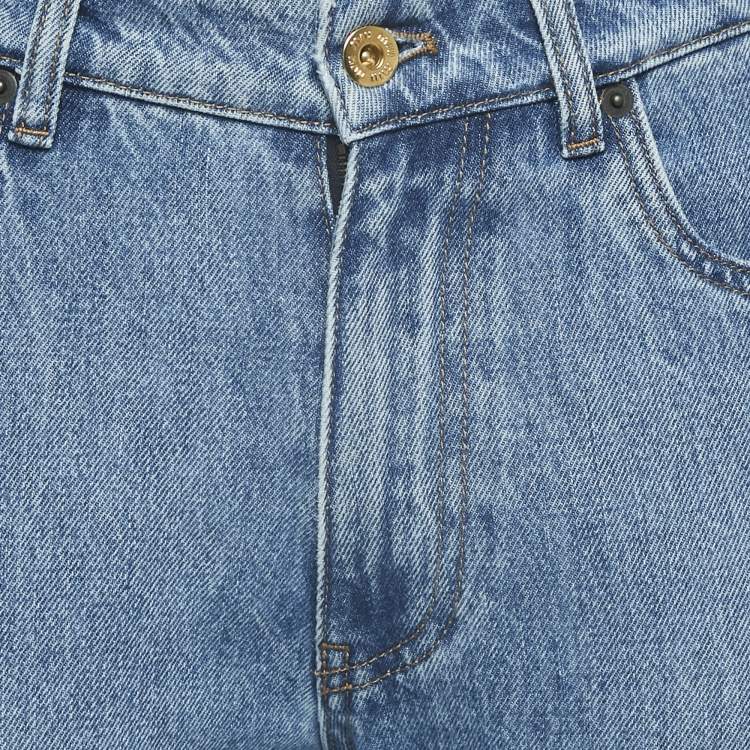 Pre Owned Miu Miu Blue Denim Wide Leg Jeans S Waist 28"