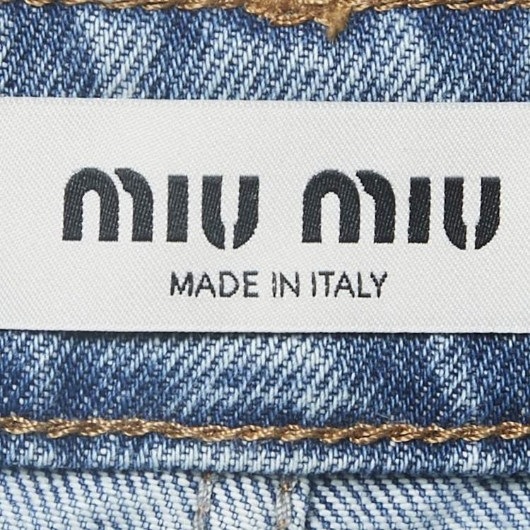 Pre Owned Miu Miu Blue Denim Wide Leg Jeans S Waist 28"