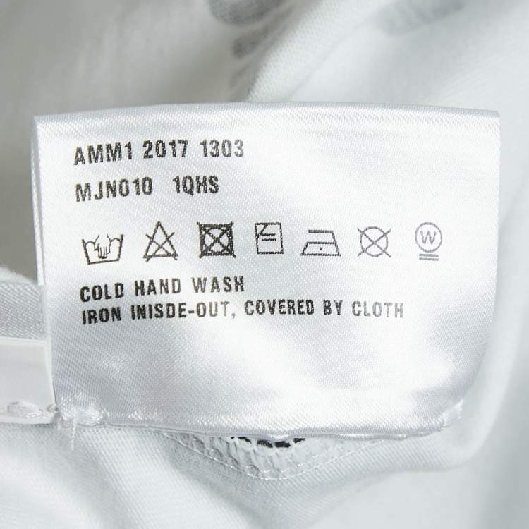 Pre Owned Miu Miu White Bird Print Cotton Knit Rear Tie-Up Detail Top S