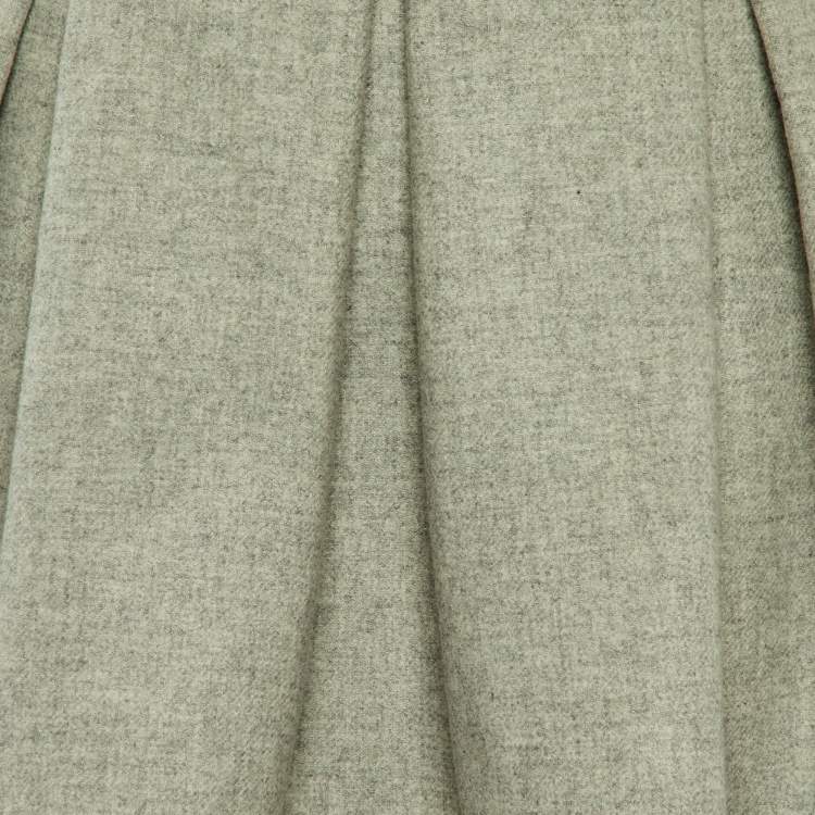 Pre Owned Miu Miu Grey Wool Pleated Mini Skirt L