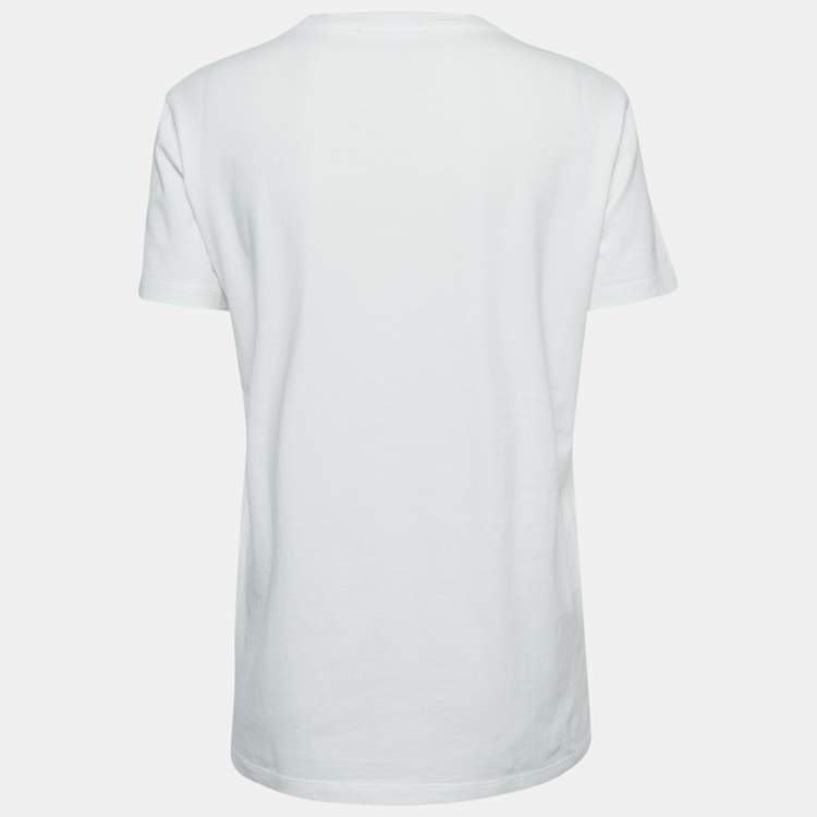 Pre Owned Miu Miu White Logo Applique Jersey T-Shirt M