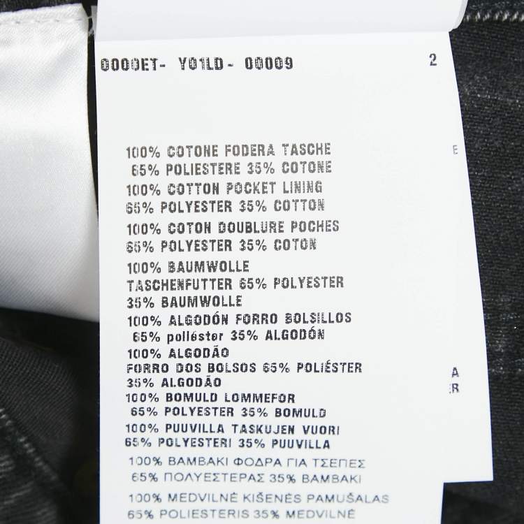 Pre Owned Miu Miu Charcoal Black Logo Applique Denim Straight Leg Jeans S Waist 26"