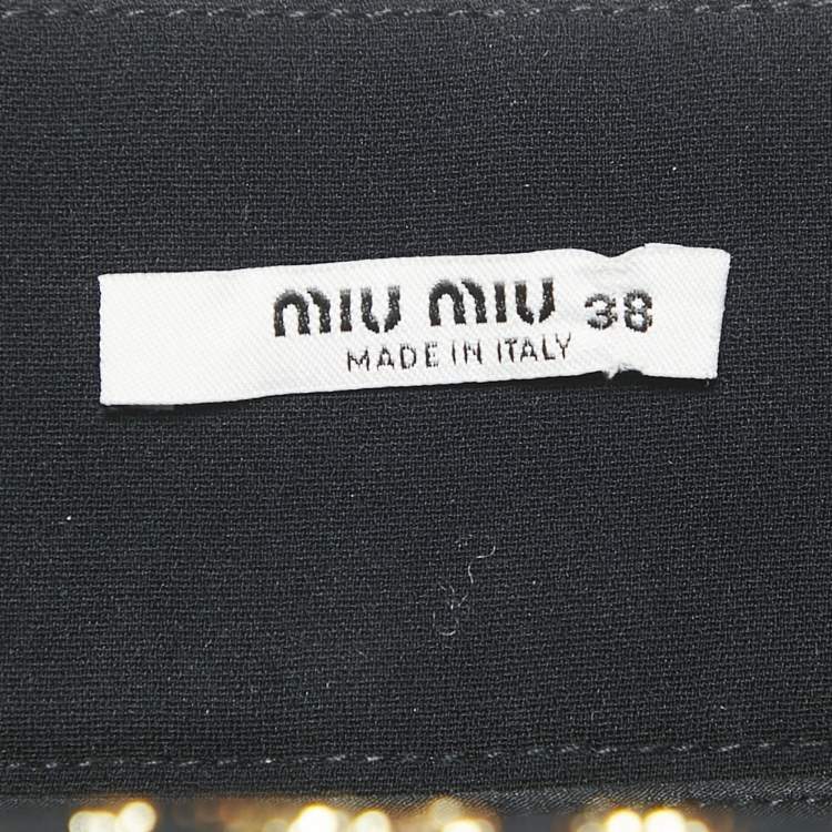 Pre Owned Miu Miu Gold Leopard Pattern Lurex Mini Skirt S