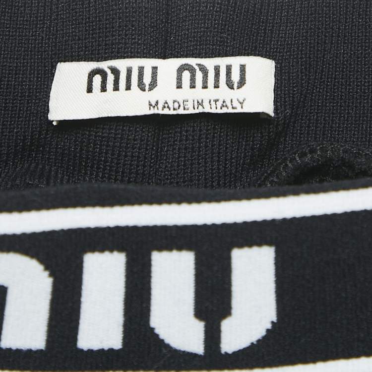 Pre Owned Miu Miu Black Sequin Embellished Jersey Sweatpants XS