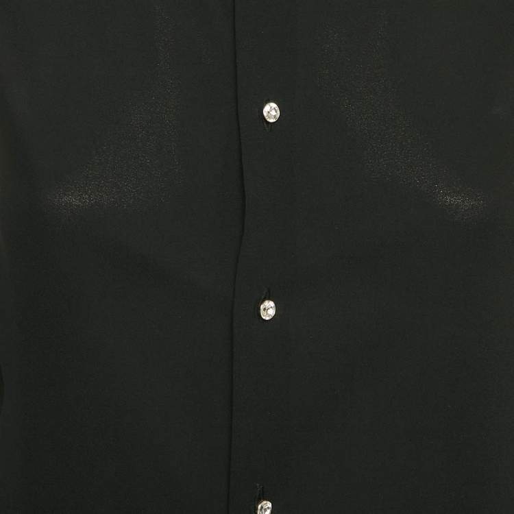 Pre Owned Miu Miu Black Crepe Contrast Collar Detail Sleeveless Top S