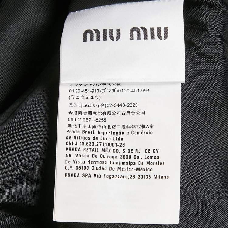 Pre Owned Miu Miu Black Velvet and Wool Crystal Bow Detail Mini Dress XS