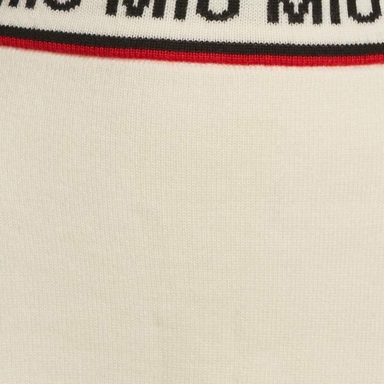 Pre Owned Miu Miu Cream Wool Knit Mini Skirt S