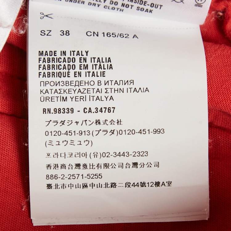 Pre Owned Miu Miu Red Logo Embroidered Cotton Knit Shorts S