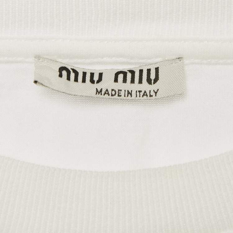 Pre Owned Miu Miu White Logo Tape Detail Crop Top XS