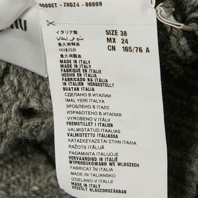 Pre Owned Miu Miu Grey Cut-Out Rib Knit Sweater S