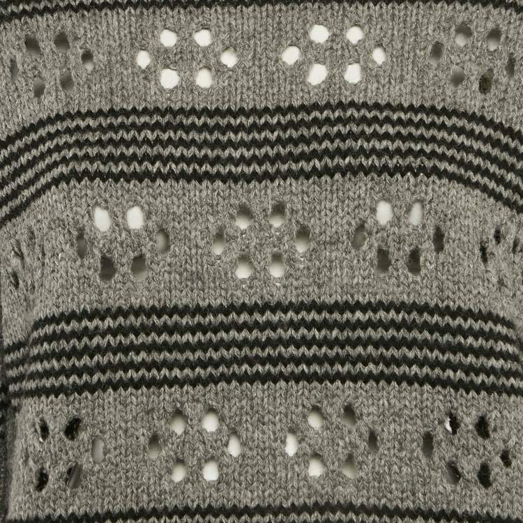 Pre Owned Miu Miu Grey Cut-Out Rib Knit Sweater S