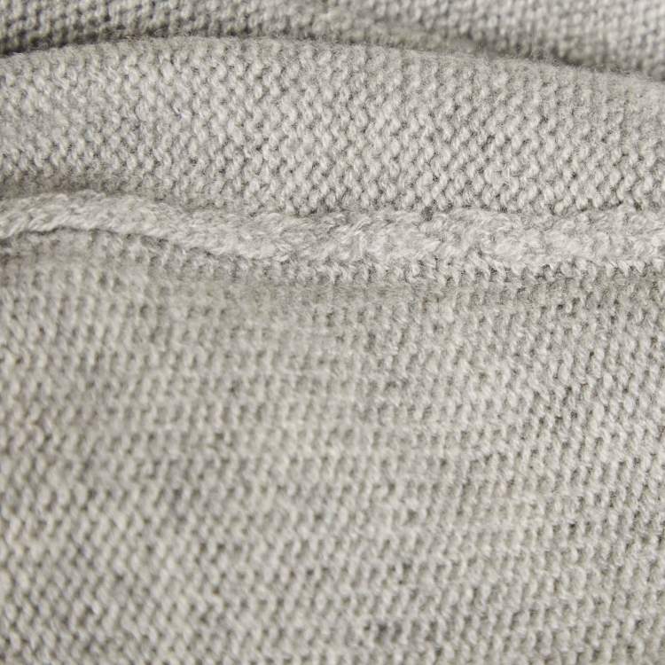Pre Owned Miu Miu Grey Rib Knit Ruffled Crop Cardigan S