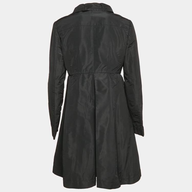Pre Owned Miu Miu Black Synthetic Balmacaan Coat M