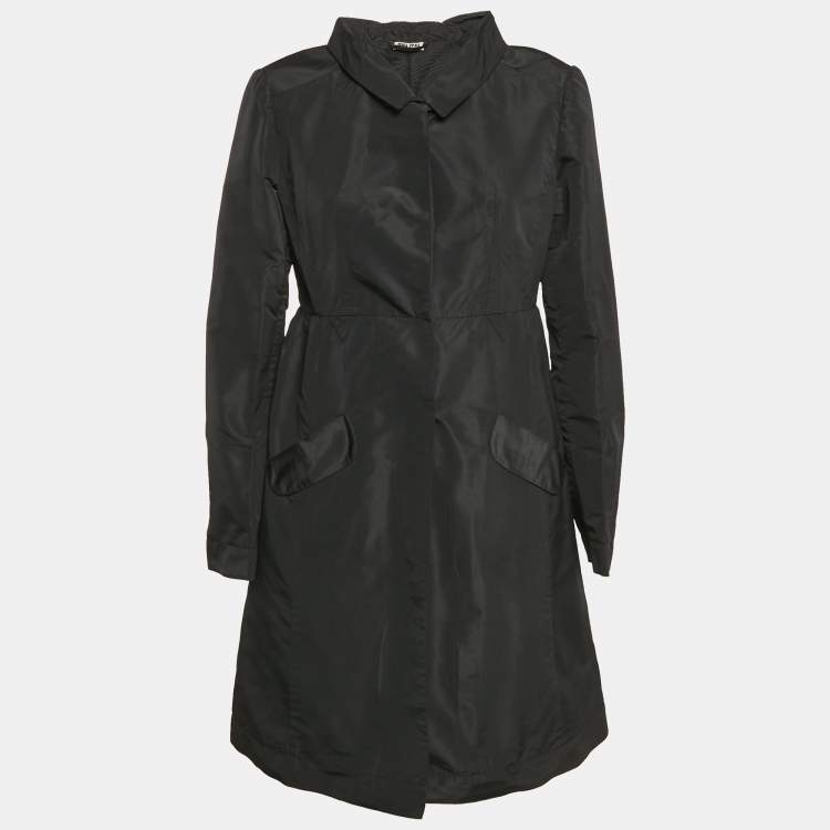 Pre Owned Miu Miu Black Synthetic Balmacaan Coat M