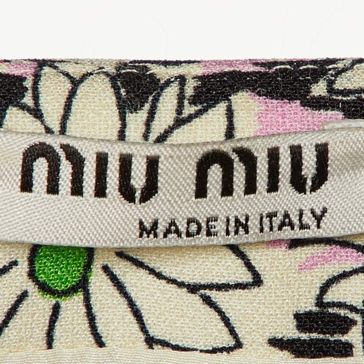 Pre Owned Miu Miu Multicolor Floral Printed Crepe Button Front Top & Midi Skirt Set S