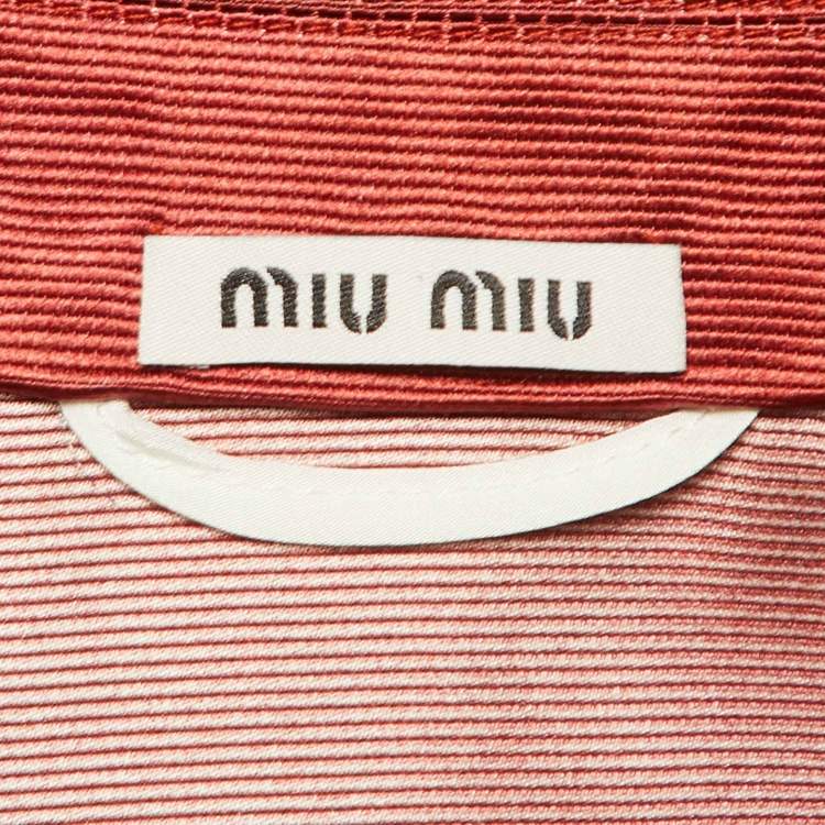 Pre Owned Miu Miu Burgundy Floral Printed Silk Oversized Shirt S