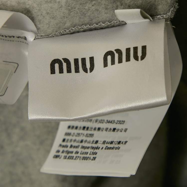 Pre Owned Miu Miu Grey Logo Embroidery Cotton Knit Oversized Shirt S