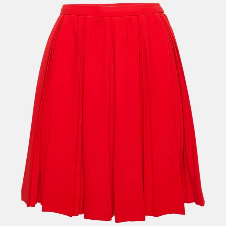 Miu Miu Red Crepe Pleated Mini Skirt M Miu Miu | TLC