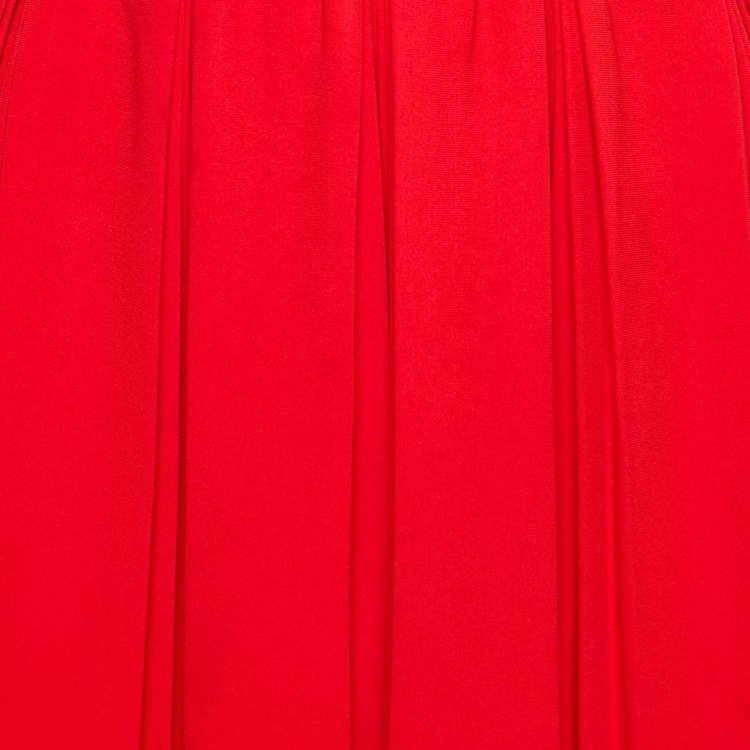 Pre Owned Miu Miu Red Crepe Pleated Mini Skirt M