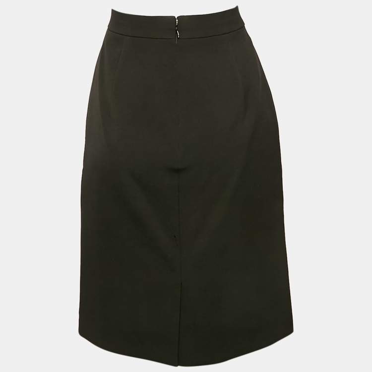 Pre Owned Miu Miu Black Crepe Pencil Skirt M