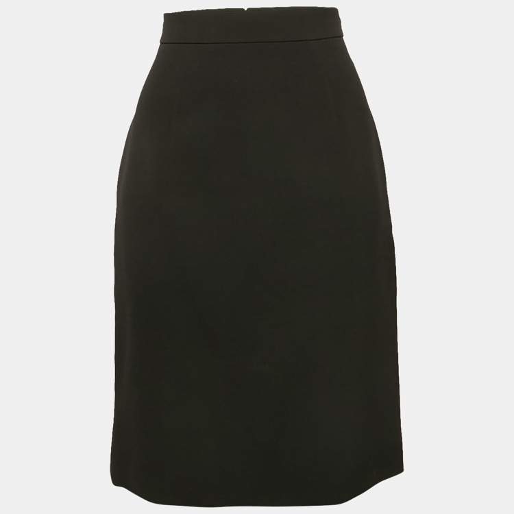 Pre Owned Miu Miu Black Crepe Pencil Skirt M