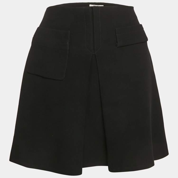 Pre Owned Miu Miu Black Chiffon Pleated Mini Skirt M