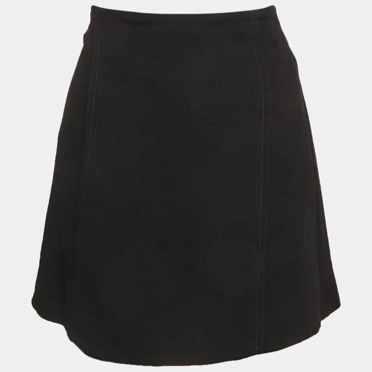 Pre Owned Miu Miu Black Chiffon Pleated Mini Skirt M