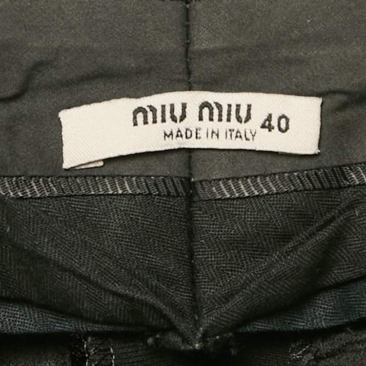 Pre Owned Miu Miu Black Crepe Formal Trousers S