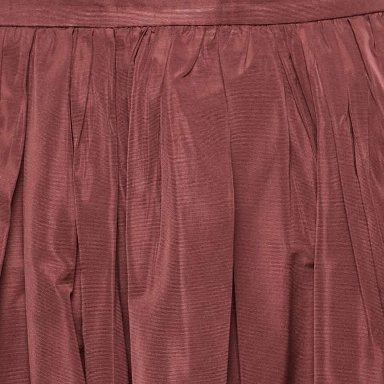Pre Owned Miu Miu Burgundy Synthetic Pleated Mini Skirt S