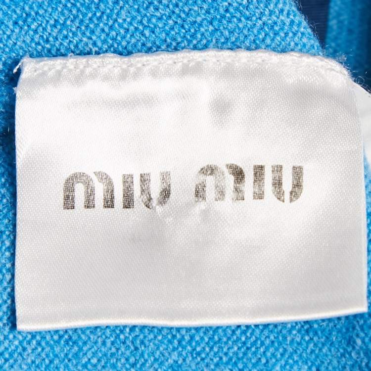 Pre Owned Miu Miu Blue Cashmere Knit Cardigan S