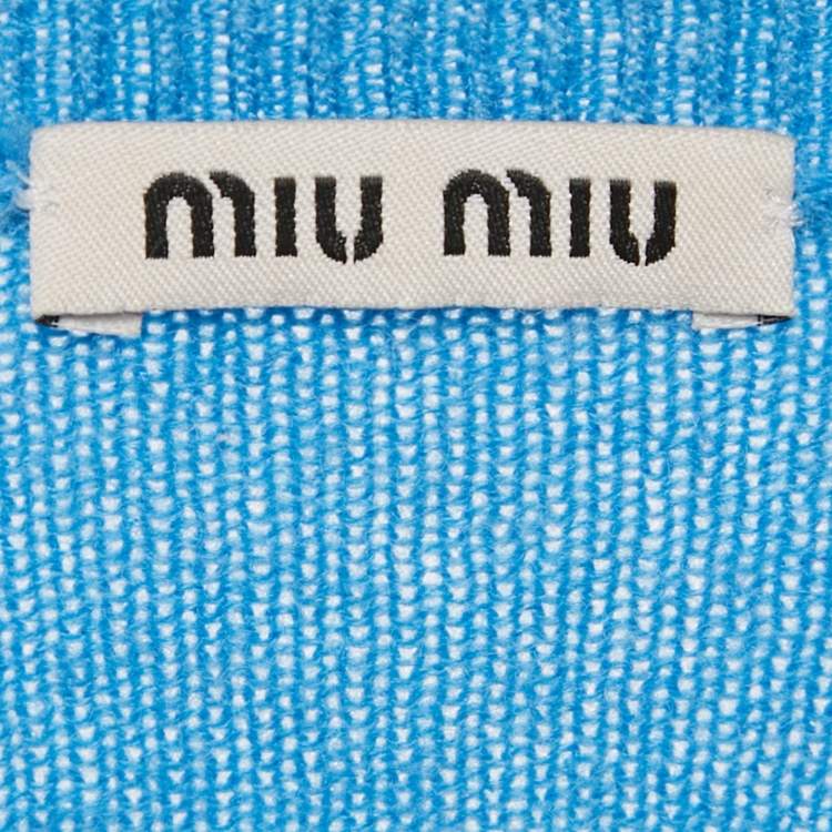 Pre Owned Miu Miu Blue Cashmere Knit Cardigan S