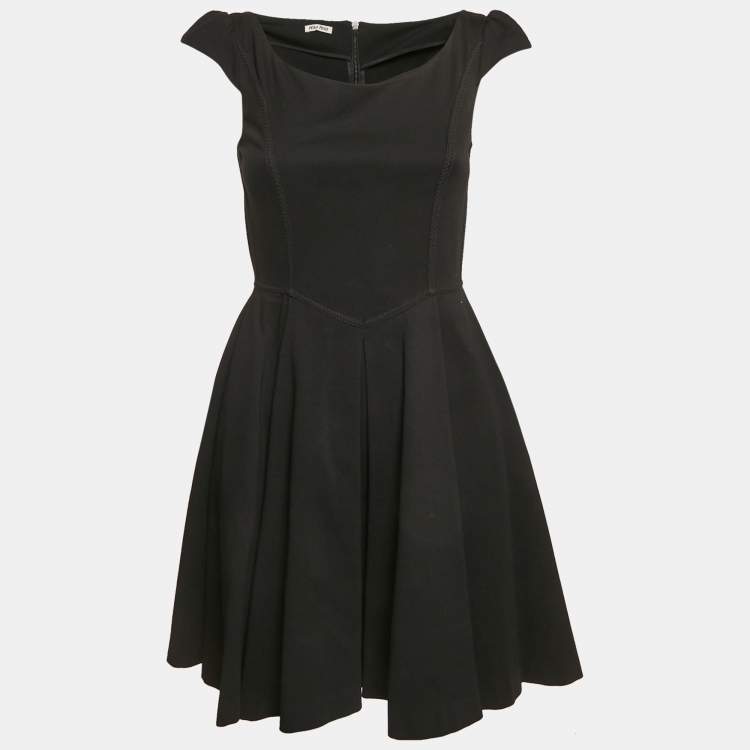 Pre Owned Miu Miu Black Jersey Flared Mini Dress S