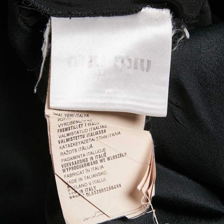 Pre Owned Miu Miu Black Crepe and Wool Gathered Mini Dress M