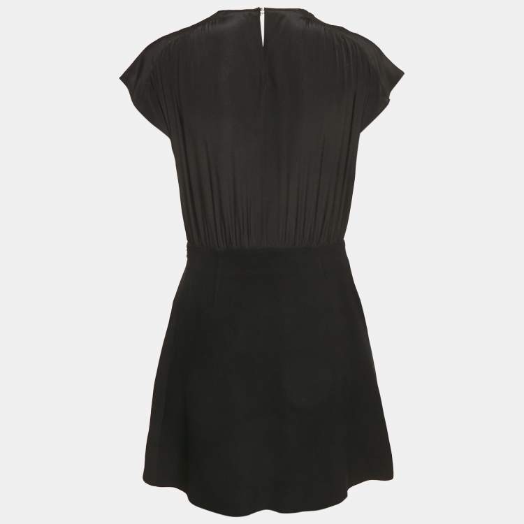 Pre Owned Miu Miu Black Crepe and Wool Gathered Mini Dress M