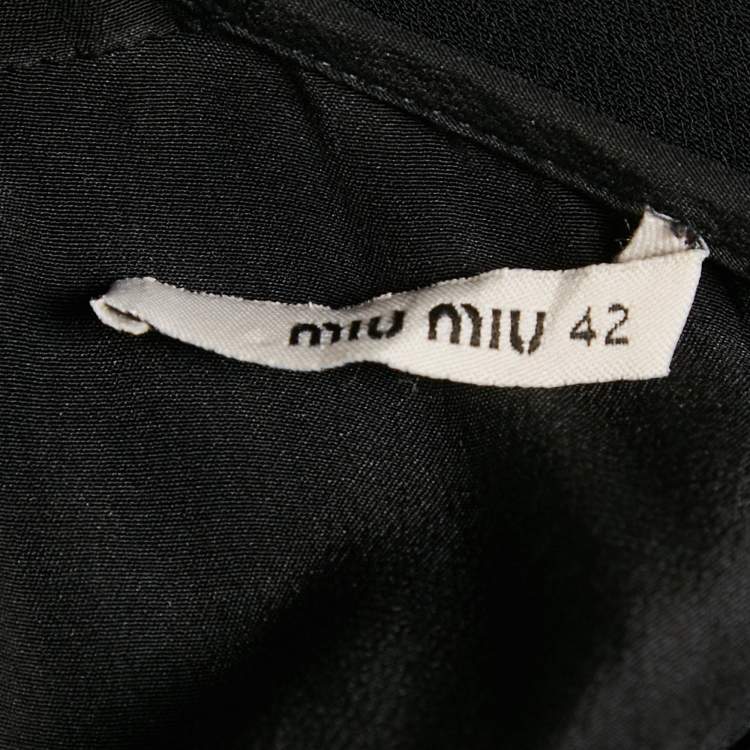 Pre Owned Miu Miu Black Crepe and Wool Gathered Mini Dress M