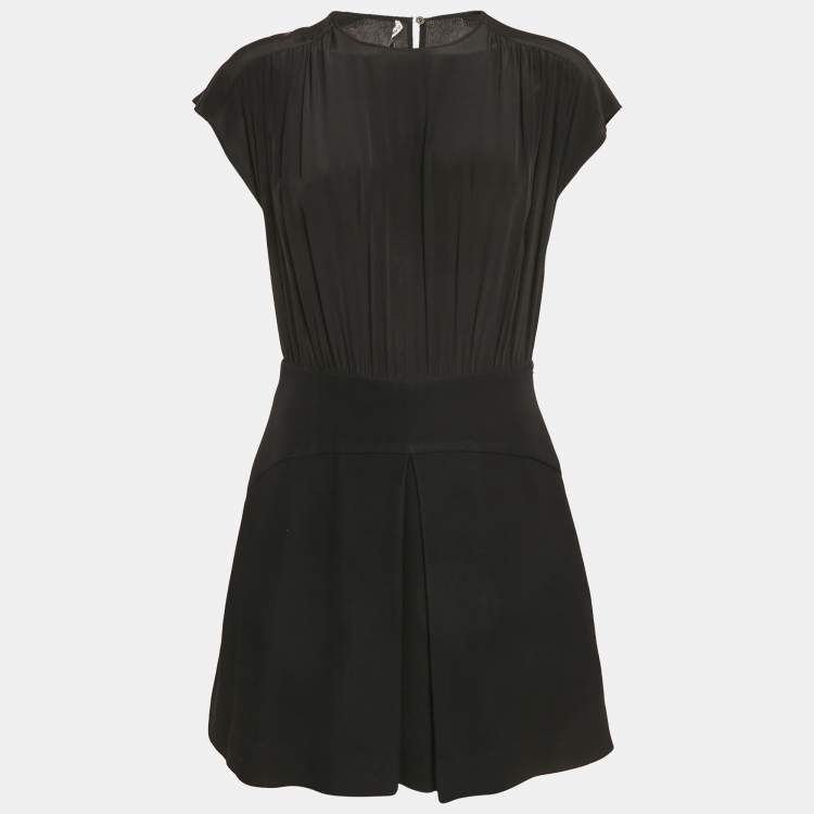 Pre Owned Miu Miu Black Crepe and Wool Gathered Mini Dress M