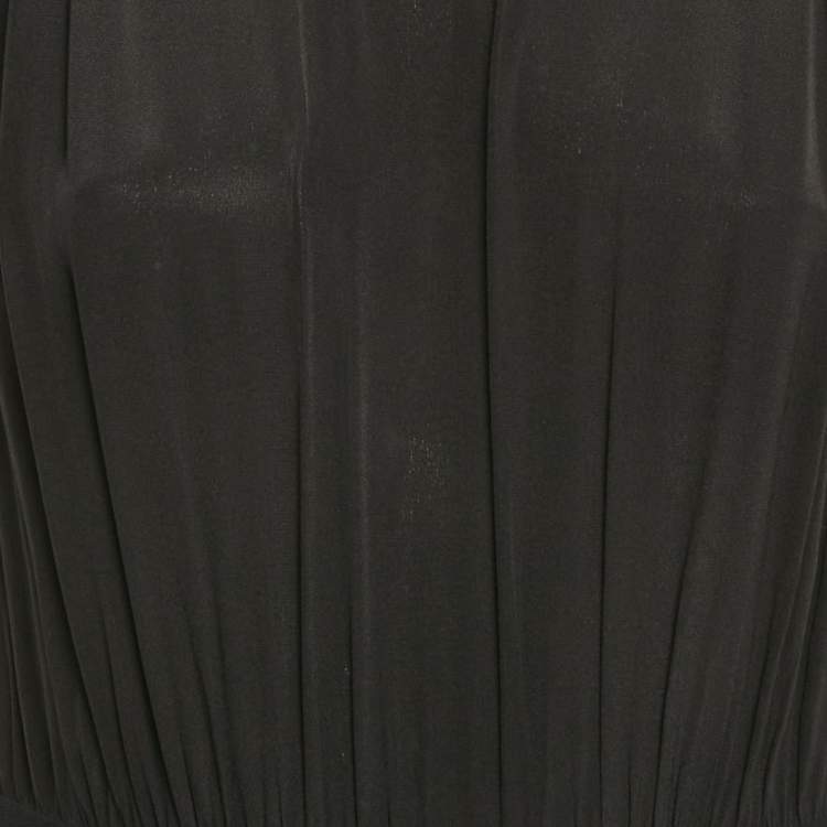 Pre Owned Miu Miu Black Crepe and Wool Gathered Mini Dress M