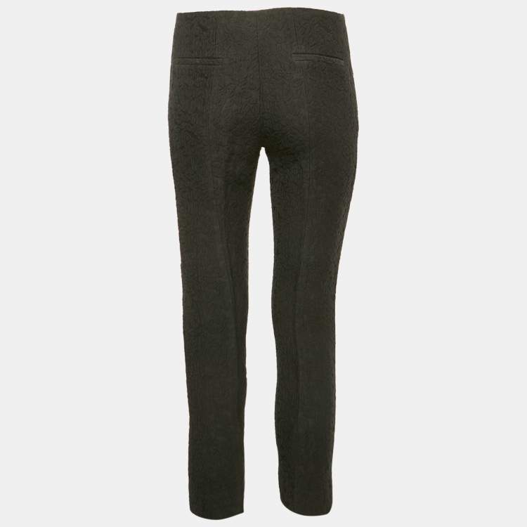 Pre Owned Miu Miu Black Textured Jacquard Slim Fit Trousers M