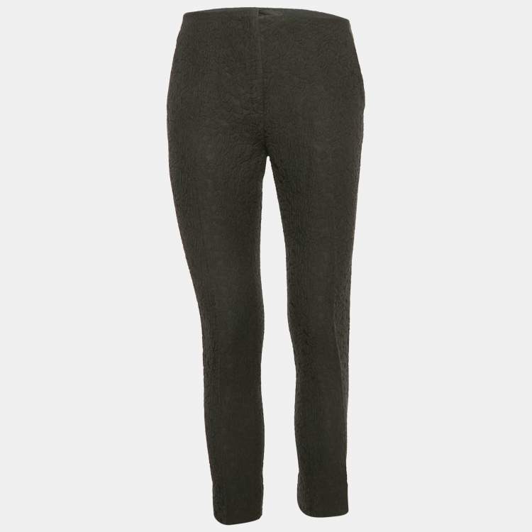 Pre Owned Miu Miu Black Textured Jacquard Slim Fit Trousers M