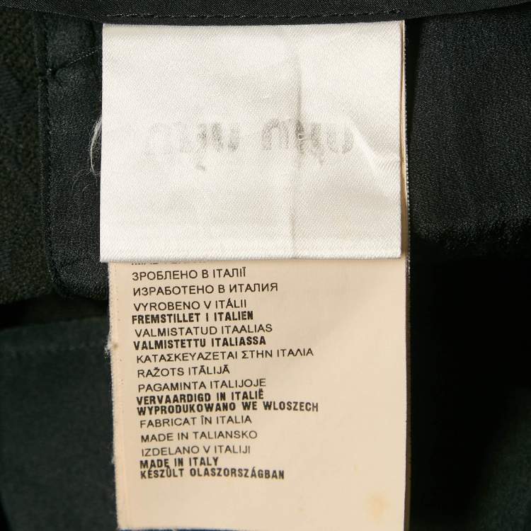 Pre Owned Miu Miu Black Textured Jacquard Slim Fit Trousers M
